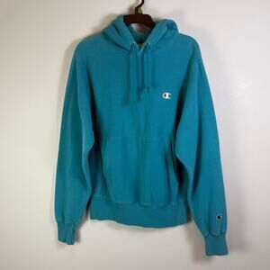 Vintage Champion Sweatshirt Mens Small aquaReverse Weave Hoodie